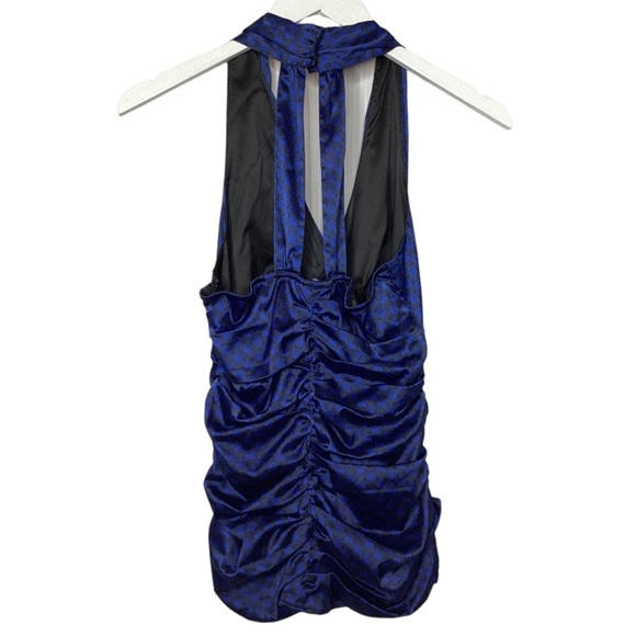 EXPRESS Halter Satin Blue Top Y2K Size 8 - Picture 2 of 8